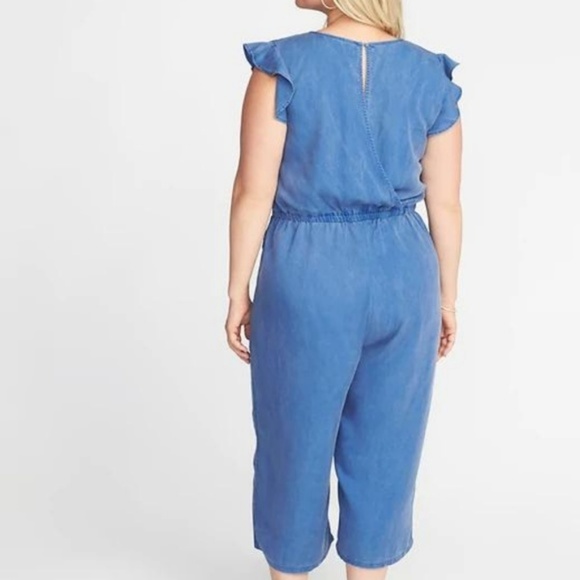 Waist-Defined Tencel® Flutter-Sleeve Jumpsuit New - Picture 2 of 4
